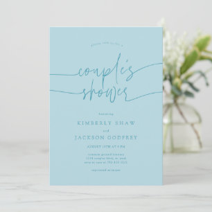 Couple's Shower Minimalist Script Turquoise Invitation