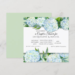 Couples Shower Mint Green n White Hydrangea Floral Invitation
