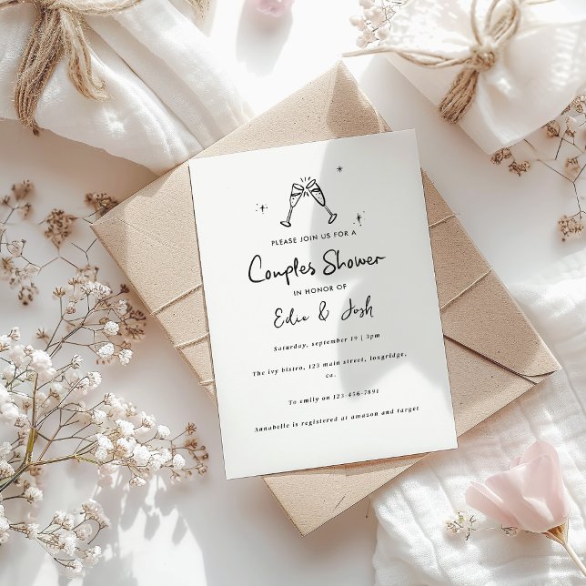 Couples shower modern natural elegant handwritten invitation (Creator Uploaded)