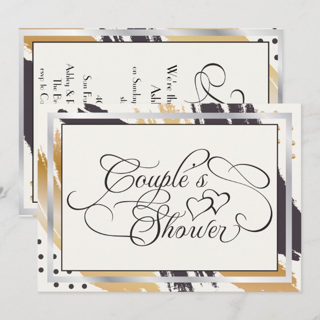 Couple's Shower | Modern Paint Strokes  Typography Invitation (Front/Back)