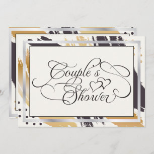 Couple's Shower   Modern Paint Strokes  Typography Invitation