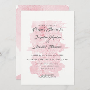 Couples Shower Modern Simple Watercolor Wash Pink Invitation