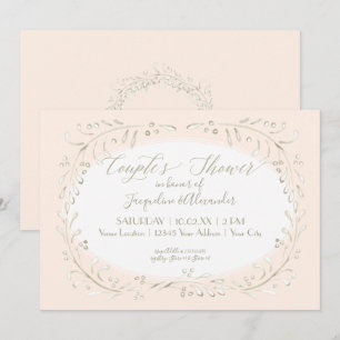 Couples Shower Modern Watercolor Wreath Foliage Invitation