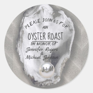 Couples Shower Oyster Roast Classic Round Sticker