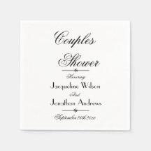 Couples Shower Party Elegant Script White Paper