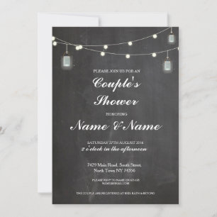 Couples Shower Party Wedding Lights Jars Invite