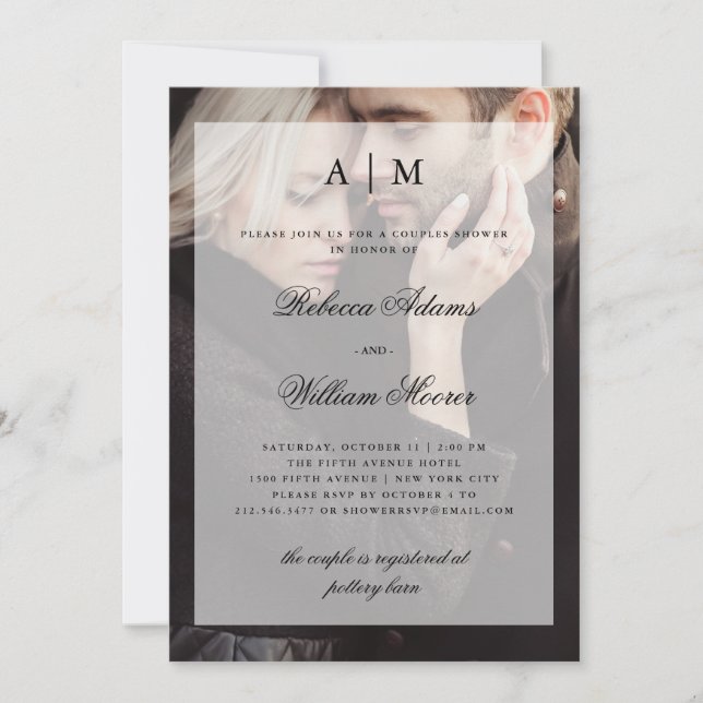 Couples Shower Photo Invitation with Overlay (Front)