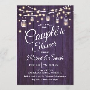 Couple's Shower - Purple Rustic Wood Invitation