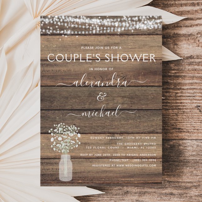Couple's Shower Rustic Baby's Breath Farmhouse Invitation (Creator Uploaded)