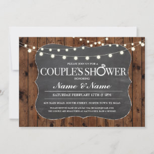 Couples Shower Rustic Wood Chalk Engagement Invite