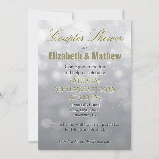 Couple's Shower | Silver and Gold Invitation (Front)