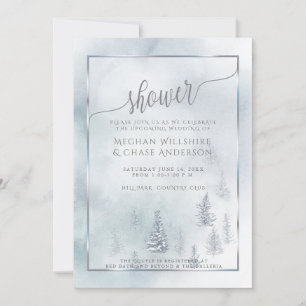 Couple's Shower Silver Blue Winter Wonderland Announcement