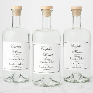 Couples Shower Simple Elegant Names Script Chic Liquor Bottle Label