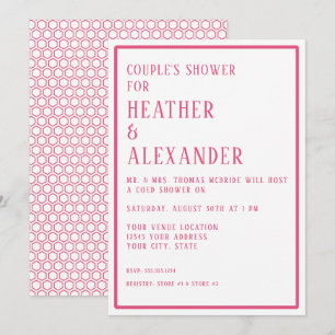 Couples Shower Simple Modern Hexagon Geometric Invitation