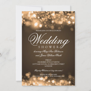 Couples Shower Sparkling Lights Gold Invitation