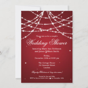 Couples Shower Sparkling String Red Invitation