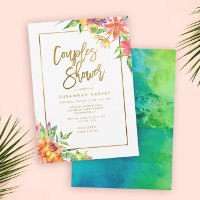 Couples Shower | Tropical Watercolor Gold Script