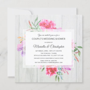 Couple's Shower Watercolor Rustic Wood Decoupage Invitation