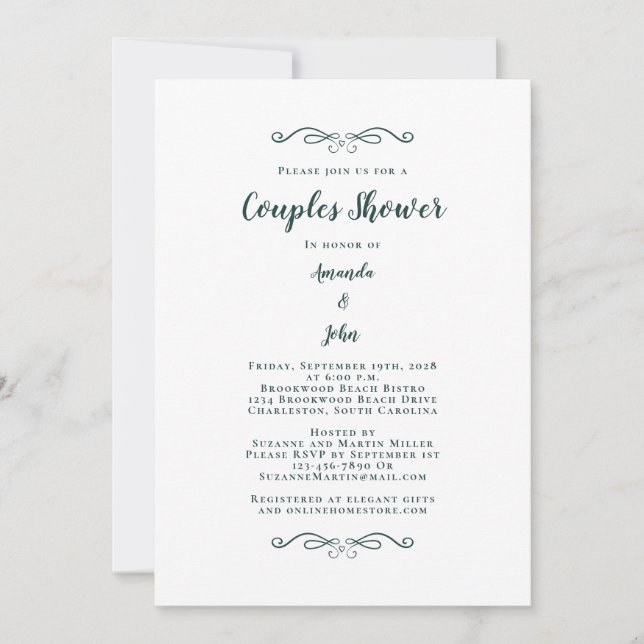 Couples Shower Wedding Engagement Party Emerald Invitation (Front)
