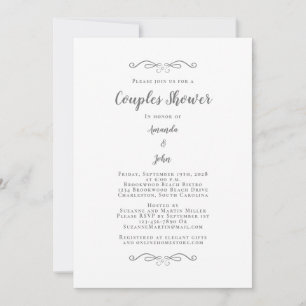 Couples Shower Wedding Engagement Party Grey White Invitation