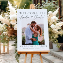 Couples Shower Welcome Sign With Pictures. Modern