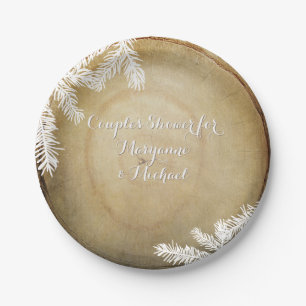 Couples Shower Woodland Forest Centre Cut Tree Paper Plate