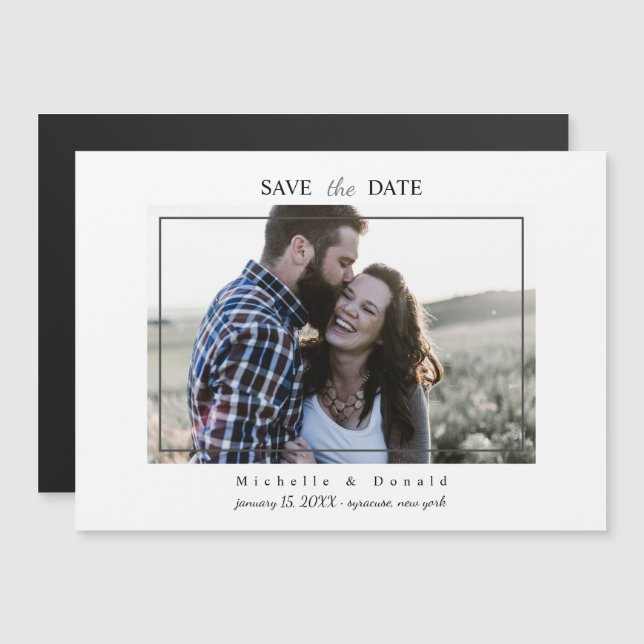 Couples Simple Photo Save The Date Magnetic Invitation (Front/Back)
