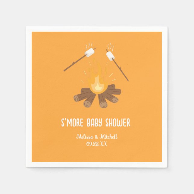 Couples Smore campfire marshmallow baby shower Napkin (Front)