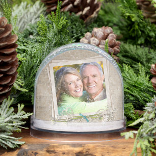 Couples Snapshot In a Retro Photo Frame Snowglobe