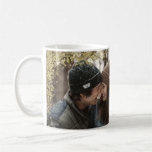 Couples Sweetheart Gold Glitter Photo with Names Coffee Mug
