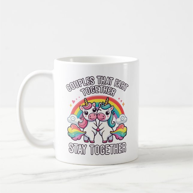 Couples That Fart Together Stay Together - Unicorn Coffee Mug (Left)