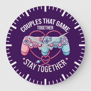 Couples That Game Together - Gaming Coupe Lovers Large Clock
