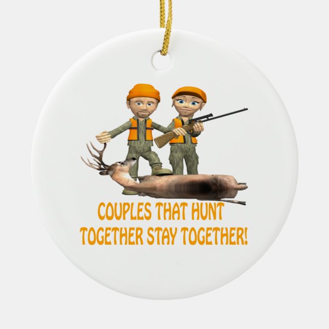 Couples That Hunt Together Stay Together Ceramic Tree Decoration (Front)