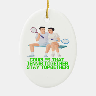 Couples That Tennis Together Ceramic Tree Decoration