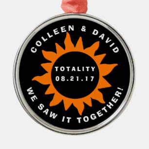 Couples Totality Solar Eclipse Personalised Metal Tree Decoration