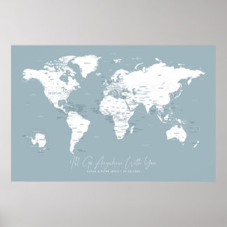 Couples Travel World Map of Where We've Been Poster
