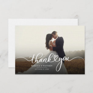 Couples Wedding Day Photo Hand Lettered Thank You Card