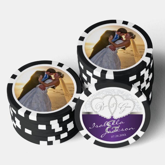Couple's Wedding Design in Purple Poker Chips (Stack)