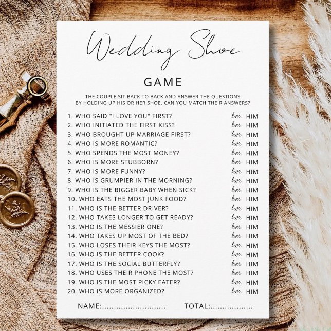 Couples Wedding Shoe Game Bridal Shower Shoe Game Holiday Card (Creator Uploaded)