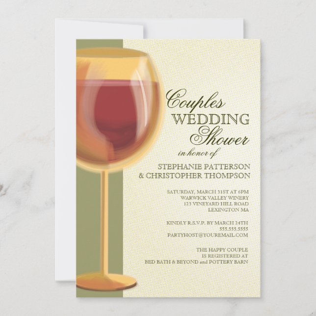 Couples Wedding Shower Aged Wine Themed Invitation (Front)