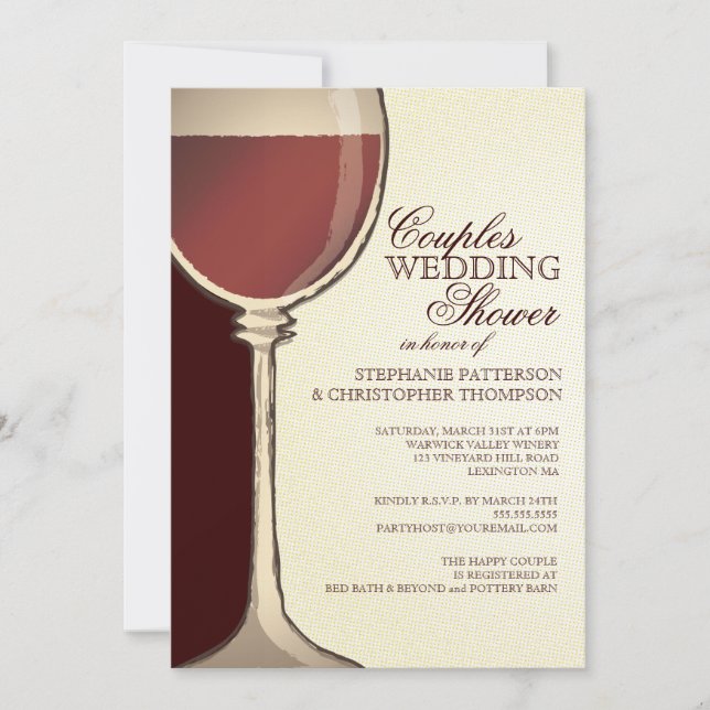Couples Wedding Shower Aged Wine Themed Invitation (Front)