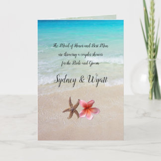 Couples Wedding Shower Beach Folded Invitation