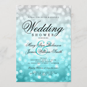 Couples Wedding Shower Beach Ombre Bokeh Lights Invitation