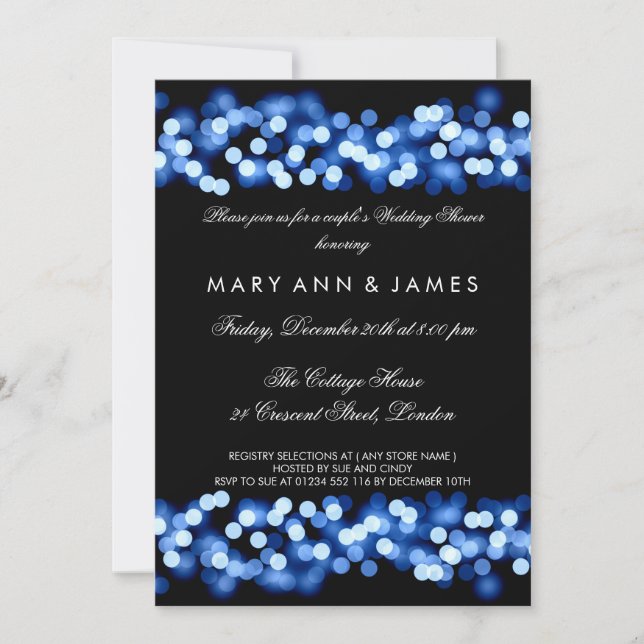 Couple's Wedding Shower Blue Hollywood Glam Invitation (Front)
