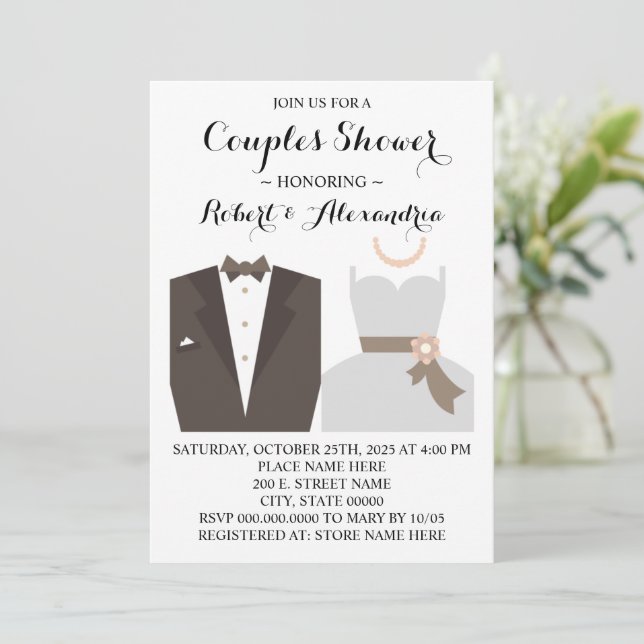 Couples Wedding Shower Bride & Groom Invitation (Standing Front)