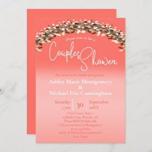 Couples Wedding Shower Chic Living Coral Ombre Invitation