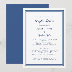 Couples Wedding Shower Engagement Blue White Party Invitation
