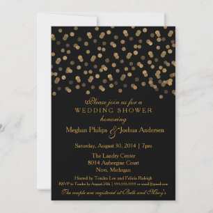 Couples Wedding Shower Gold Glitter Confetti Invitation