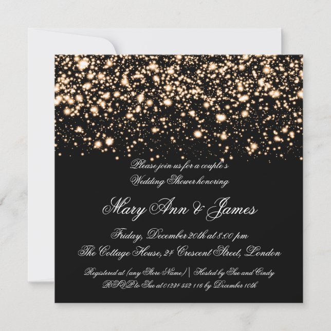 Couple's Wedding Shower Gold Midnight Glam Invitation (Front)
