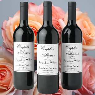 Couples Wedding Shower Names Script Simple Elegant Wine Label